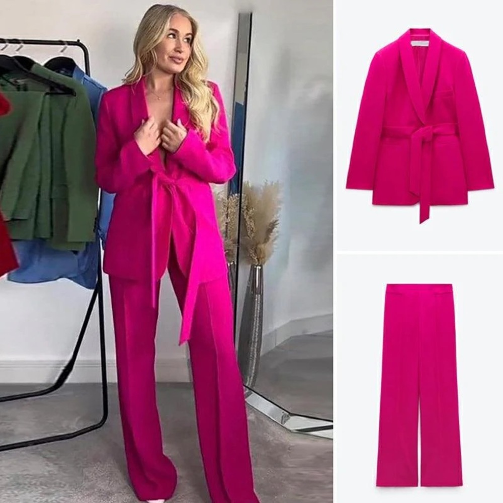 ZARA Fuchsia Blazer and Pant Set